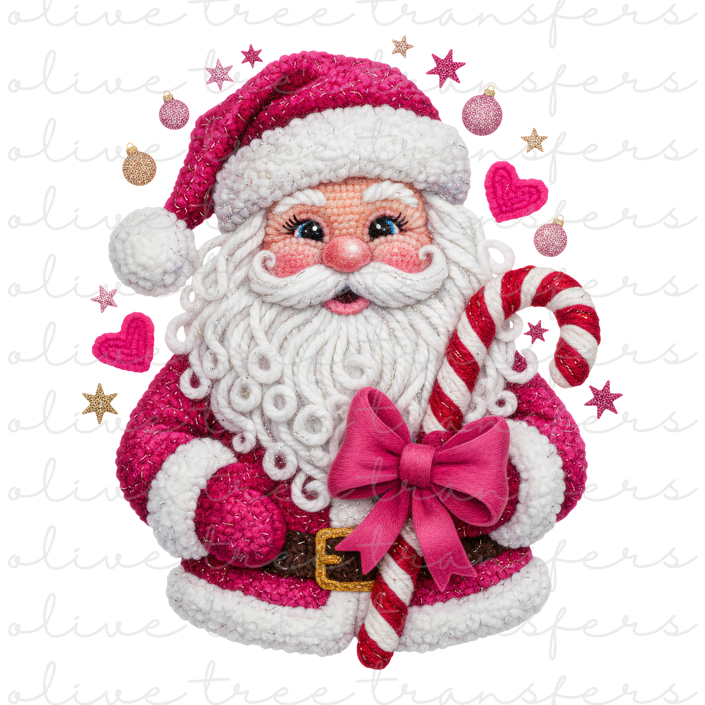 SUBLIMATION TRANSFER - Faux Yarn Pink Santa