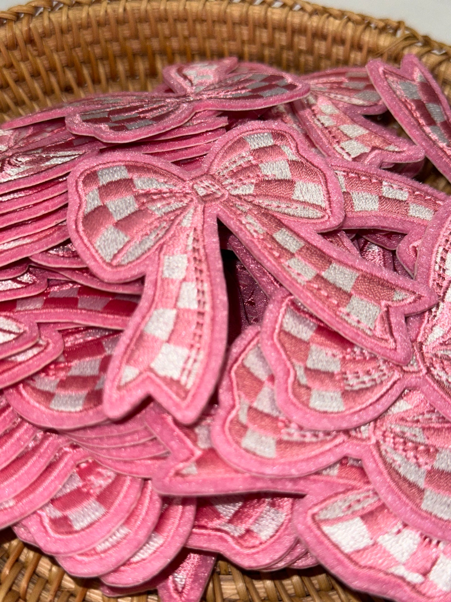 Pink Checkered Ribbon | Embroidered Patch