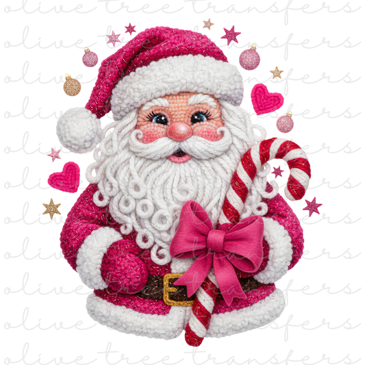 SUBLIMATION TRANSFER - Faux Yarn Pink Santa