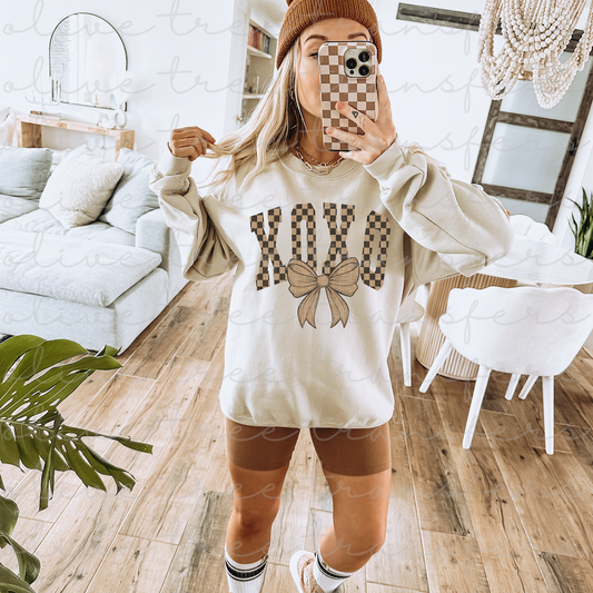 Brown Checkered XOXO