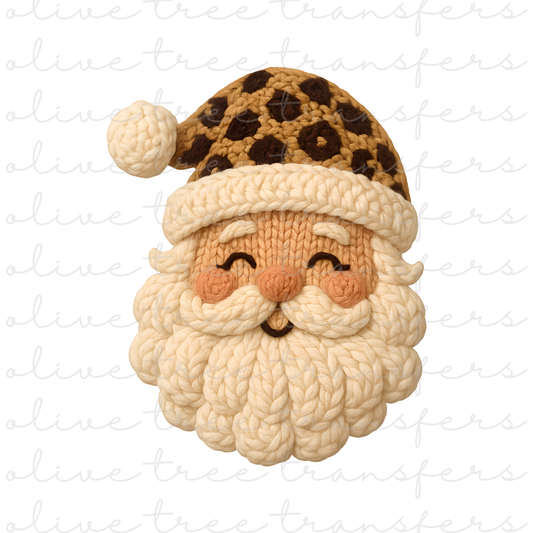 SUBLIMATION TRANSFER - Faux Yarn Cheetah Santa