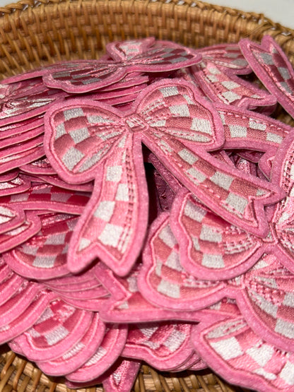 Pink Checkered Ribbon | Embroidered Patch