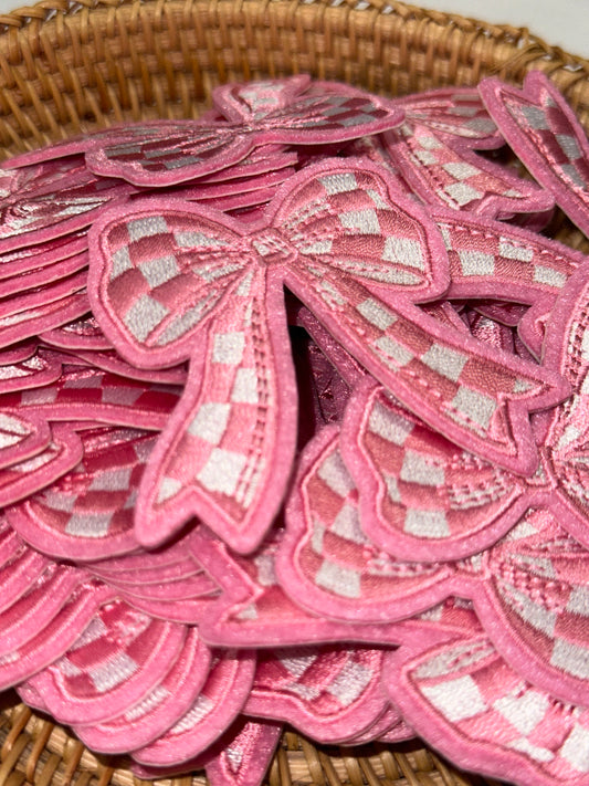 Pink Checkered Ribbon | Embroidered Patch